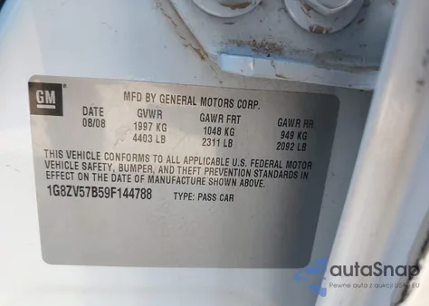 2009 Saturn Aura Xr из США, поврежденный, VIN 1G8ZV57B59F144788